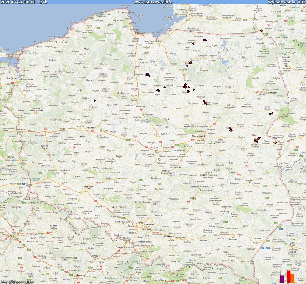 Mapa wyładowań Polska (dokladna) 2026-04-27
